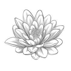 a black and white drawing of a large flower on a white background stock photo - 959