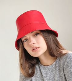 Leather bucket hat with fleece lining will protect your head from the rain and cold wind. Very comfortable to use in Fall - Winter season! SIZE: One universal size fits most between 20.5 - 23 inches (52 - 58 cm) (XS - L)! SEND AS GIFT: If you need gift box, congratulatory message and express shipping, you can choose it all during checkout the order in the cart. (You can type the words in the postcard, which you want). EXPRESS SHIPPING: USA - FedEx shipping available within 2 days and Overnight ( Windproof Hat For Fall, Casual Wide Brim Waterproof Bucket Hat, Solid Wide Brim Waterproof Bucket Hat, Casual Adjustable Windproof Bucket Hat, Casual Reversible Bucket Hat, Casual Waterproof Bucket Hat With Curved Brim, Trendy Red Outdoor Hat, Waterproof Bucket Hat With Curved Brim, Casual Winter Bucket Hat With Short Brim