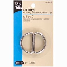 a pair of metal d - rings in the packaging for crafting and sewing projects