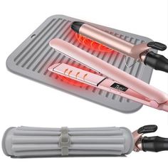 Silicone Heat Resistant Mat, Large Hair Tools Travel Mat for Curling Iron, Flat Iron, Hair Straightener and Hair Styling Tools, Professional Hot Pad for Home Travel Salon Daily Use Description and features 【Large Size】The size of our hot hair tool pad is 11.8*9.0*0.24 inches. More two hot hair tools can be placed at the same time, which can be used for hair straighteners, straightening irons, curling irons, hot combs, curling irons, hair dryers, electric irons, etc. 【Heat Resistant】Made of high-temperature silicone, safe and environmentally friendly, with a heat-resistant range of -40°F to 450°F, which can protect your desktop from heat damage. 【High quality】The unique wavy design has an anti-slip effect, is soft and deform, and allows the hair tool silicone pad to be firmly adsorbed on th Curly Hair Tools, Curly Iron, Hot Hair Tools, Fake Makeup, Professional Hair Tools, Hair Straighteners Flat Irons, Iron Hair, Hair Tool, Wavy Design