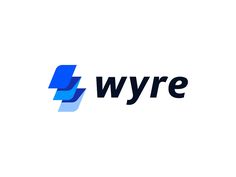 the logo for wyre is shown in blue and black on a white background