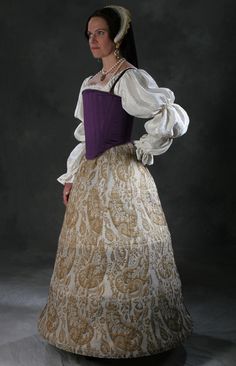 "This listing is for a full set of historic undergarments c. 1560 including a corset, chemise, and cone farthingale. Listed at 10% off for purchasing as the full ensemble. Included in this full historic ensemble: CORSET- The corset in this underwear ensemble is cut to enhance the square-necklines of Tudor and early Elizabethan period dresses. It is rigidly boned across the front with 1/2\" steel bones which lift and compress the bust, creating the conical shape of this period. The front neckline 16 Century Fashion, 16th Century Fashion, Ren Faire Outfits, Elizabethan Era, 1800s Fashion, The Tudor, Period Costumes, Historical Costume, Historical Dresses