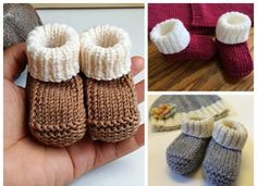 there are pictures of baby booties made from knitted material