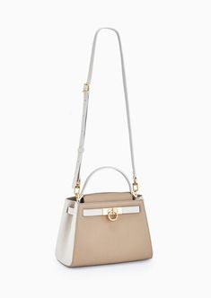 PARISA WANG® | Madison Medium Top Handle Bag – Parisa New York Chic Beige Satchel With Palladium Hardware, Chic Beige Satchel With Turn-lock Closure, Everyday Beige Satchel With Turn-lock Closure, Timeless Top Handle Satchel With Silver-tone Hardware, Beige Double Handle Bag With Turn-lock Closure, Elegant Beige Satchel With Metal Hardware, Timeless Beige Bags With Metal Hardware, Modern Beige Bag With Turn-lock Closure, Chic Beige Bag With Turn-lock Closure