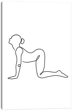 a black and white line drawing of a woman doing yoga exercises on the floor with her legs stretched out