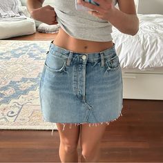 Size 26 Redone Denim, Denim Mini, Denim Mini Skirt, Mini Skirt, Womens Skirt, Color Blue, Size 2, Mini Skirts, Skirt