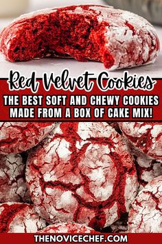 red velvet cookies are the best soft and chewy cookies made from a box of cake mix