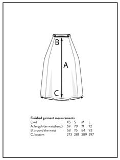 the front and back view of a women's skirt with measurements