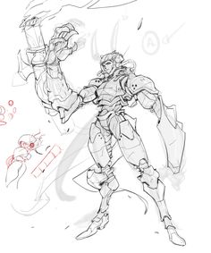 a drawing of a character from the video game overwatch, with his arms outstretched