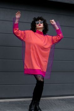 Oversized Avant Garde Loose Fit Winter Dress, Oversized Tulle Jumper Dress in Purple, Pink and Coral, Long Sleeve Sweater Dress, Fall Dress - Etsy Oversized Sweatshirt Dress For Spring, Oversized Crew Neck Sweatshirt Dress For Spring, Oversized Pink Winter Dress, Winter Pink Oversized Dress, Short Winter Dress, Sweater Dress Fall, Sweater Dress Short, Purple Jumpers, Jumper Outfit