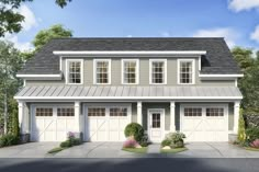 this is an artist's rendering of a two - story house with garages