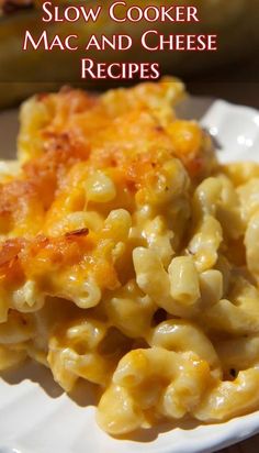 the macaroni and cheese casserole is ready to be eaten on the plate