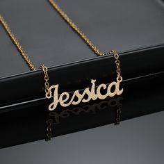 Personalize your own necklace with your name, or surprise them with the perfect personalized gift. Name Necklace Silver, 18k Gold Chain, Rose Gold Metal, Plate Design, Precious Jewelry, Personalized Necklace, Gold Plated Silver, Fantastic Gifts, Gold Plated Jewelry