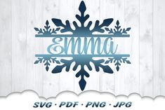 snowflake monogrammed svg file with the word's name on it