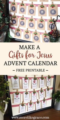 a christmas calendar with the words make a gift for jesus on it, and an image of