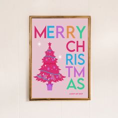 Colorful Christmas Art, Pretty Wall Art, Merry Christmas Poster, Printable Home Decor, Pink Xmas, Christmas Room Decor, Candy Christmas, Christmas Bedroom, Home Decor Christmas