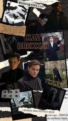 a collage of photos with the words kaz brekier on it and images of people