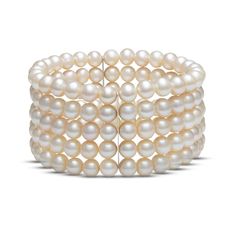 Both classic and modern, this bracelet showcases five stacked rows of lustrous freshwater cultured pearls. Completed by subtle sterling silver hardware, the 7.5-inch bracelet stretches to fit most wrists. Freshwater Cultured Pearls, Cultured Pearls, Stretch Bracelet, Silver Hardware, Stretch Bracelets, Sterling Silver Bracelets, The Row, Apparel Accessories, Jewelry Bracelets