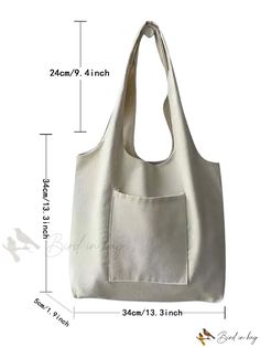 Bird in Bag - Womens White Canvas Shopping Bag -Foldable, Personalized, Reusable, Supermarket Tote Bag for Aesthetic Appeal Canvas Shopping Bag, Bag Bag, Bird In Bag, White Canvas, Duffel Bag, Polyester Material, Color White, Size Medium, Tote Bag