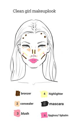 Clean Girl Makeup Step By Step, Makeup Map The Face, Face Makeup Chart, Full Makeup Tutorial Step By Step, Makeup Tutorial Natural Look, Easy Eye Makeup For Beginners, No Foundation Makeup Looks, Makeup Ideas Full Face, Natural Makeup Looks Tutorial