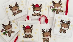 six christmas cards with reindeers on them