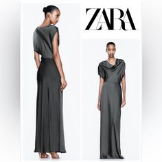 Sleeveless Dress With Fluid Neckline. Side Hidden In-Seam Zip Closure. Zara Dresses, Sleeveless Dress, Midi Dress, Zara, Satin, Womens Dresses, My Style, Fast Delivery, Customer Support