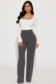 Petite Victoria High Waisted Dress Pants - Charcoal High Waisted Dress, Taupe Fashion, High Waisted Dress Pants, Stylish Women Fashion, Fashion Nova Pants, Bottom Clothes, Office Fashion, Matching Dresses, Bottoms Pants