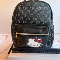 Nwt Hello Kitty Small Backpack Hello Kitty Print School Backpack, Trendy Backpack With Cat Design For Daily Use, Trendy Cat Design Backpack For Daily Use, Trendy Hello Kitty Print Backpack For Everyday Use, Black School Backpack With Cat Design, Black Cat Design Backpack For School, Hello Kitty Print Backpack For Daily Use, Hello Kitty Print Backpack, Black Cat Design School Backpack