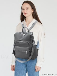 BagForLove - Versatile and Stylish Backpack for Students in College, University, and High School Product Description Color Grey Strap Type Adjustable Details Tassel Composition 100% Polyamide Bag Size Large Pattern Type Plain Material Polyamide Closure Type Zipper Type Classic Backpack Style Fashionable Size Chart INCH CM Handle Height Strap Length Bag Height Bag Width Bag Length 2.4 inch 35.4 inch 12.6 inch 6.3 inch 13.8 inch Handle Height Strap Length Bag Height Bag Width Bag Length 6 cm 90 cm Gray Anti-theft Bag For Everyday Use, Everyday Gray Anti-theft Bags, Trendy Gray Softback Backpack, Gray Anti-theft Backpack For Travel, Gray Bags For Back To School, Travel Anti-theft Backpack, Casual Anti-theft Bags For On-the-go, Gray Anti-theft Shoulder Bag For Everyday Use, Travel Backpack With Softback