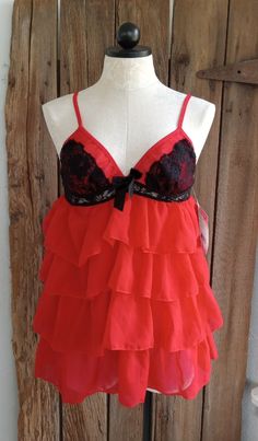 Flirty Party Sleepwear With Spaghetti Straps, Coquette Camisole Nightgown For Party, Flirty Sheer Sleepwear For Parties, Red Nightgown For Summer Nights Out, Red Summer Nightgown For Night Out, Red Camisole For Party, Coquette Sleeveless Nightgown For Party, Coquette Chemise For Bedtime, Red Coquette Sleepwear For Party