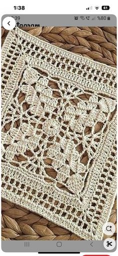 a crocheted doily is shown on an iphone screen with the text, free pattern