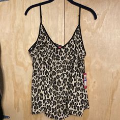 Brand New With Tags Vince Camuto Spaghetti Straps Leopard Print Blouse, Color Black And Brown In Different Tones, Size Xl Casual Leopard Print Camisole Top, Fitted Leopard Print Camisole, Fitted Leopard Print Cami Tank Top, Trendy Leopard Print V-neck Top, Animal Print Outfits, Affordable Leopard Print V-neck Top, Leopard Print Blouse, Vince Camuto, Printed Blouse