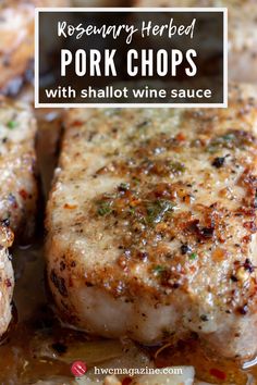 pork chops with shallot wine sauce in a pan