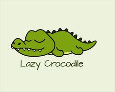 the lazy crocodile is sleeping with its eyes closed and it's head resting on his back