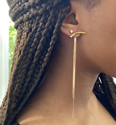 Gold Long Tassel Earrings Diamond not included Minimalist Tassel Dangle Earrings, Chic Dangle Tassel Earrings For Pierced Ears, Elegant Adjustable Tassel Drop Earrings, Minimalist Tassel Drop Earrings, Chic Dangle Tassel Earrings As Gift, Minimalist Tassel Earrings, Chic Tassel Earrings As A Gift, Gold Tassel Earrings, Long Tassel Earrings