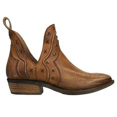 Flaunt your unique, cowgirl style with a gorgeous pair of western boots from Corral. These beautiful booties have both an edgy and feminine look. Perfect for a night out on the town. Size: 6.5.  Color: Brown.  Gender: female.  Age Group: adult. Western Brown Booties With Reinforced Heel, Rugged Ankle Moto Boots For Rodeo, Western Brown Booties With Stacked Heel, Western Style Brown Booties With Stacked Heel, Rustic Ankle Moto Boots For Western-themed Events, Rustic Ankle Moto Boots For Rodeo, Western Snip Toe Booties For Fall, Western Booties With Stacked Heel And Round Toe, Western Brown Ankle-high Booties