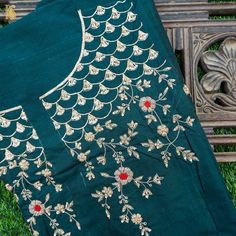 Hand Embroidered Pure Raw Silk Teal Blue Blouse Fabric - Khinkhwab Semi-stitched Raw Silk Kurta With Dabka Work, Semi-stitched Silk Blouse Piece With Dabka Work, Unstitched Resham Embroidered Kurta, Diwali Semi-stitched Silk Thread Blouse Piece, Designer Raw Silk Fabric With Dabka Embroidery, Semi-stitched Raw Silk Traditional Wear With Floral Embroidery, Designer Traditional Wear In Chinon With Resham Embroidery, Designer Chinon Kurta With Intricate Embroidery, Eid Raw Silk Churidar With Intricate Embroidery