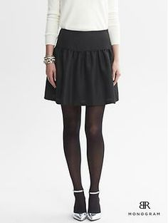 BR Monogram Fit-and-Flare Skirt | Banana Republic Chic Formal Full Mini Skirt, Modern Fitted Full Skirt, Modern Full Skirt Fitted, Elegant Fitted Full Mini Skirt, Elegant Formal Tiered Mini Skirt, Elegant Formal Bottoms With Flared Hem, Fitted Tiered Mini Skirt For Work, Elegant Full Mini Skirt For Formal Occasions, Workwear Lined Skirt With Flared Hem