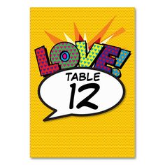 the love table is decorated with colorful letters and an image of a speech bubble that says love