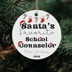 personalized christmas ornament for santa's favorite school counselor