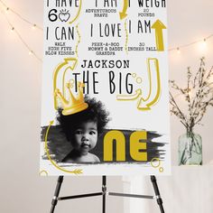 an easel with a sign on it that says, i have 1 year weight and i can't love am jackson the big one