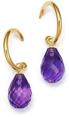 Bloomingdale's Amethyst Briolette Hoop Drop Earrings in 14K Yellow Gold - 100% Exclusive Yellow Gold Amethyst Briolette Jewelry, Elegant Purple Hoop Earrings, Purple Amethyst Briolette Jewelry, Luxury Briolette Amethyst Jewelry, Elegant Purple Pierced Hoop Earrings, Elegant Gold Amethyst Hoop Earrings, Elegant Amethyst Dangle Hoop Earrings, Elegant Purple Amethyst Hoop Earrings, Elegant Purple Gemstone Hoop Earrings