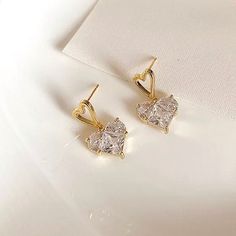 Chic CZ Gold Double Heart Earrings - Ella Moore Double Heart, Elegant Gift, Heart Earrings, Gold Plating, 18k Gold, Gold Plate, Gift Box, Romance, Plating