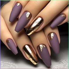 #nail arts# A Court Of Thorns And Roses Nail Art, Purple And Copper Nails, Dark Romance Nails Ideas, Nail Ideas For Bridesmaids, Fall Purple Nail Designs, Matte Purple Nail Designs, Purple Nails For Fall, Matte Pink Nails With Design, Dnd Nail Designs