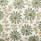 a green and white flower pattern on fabric