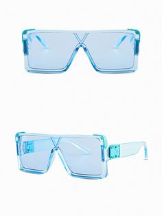 Coming In Hot Sunglasses have an oversized square design and tinted lenses. - Color: transparent blue/light blue - Frame material: PC - Lens material: PC - Gender: unisex - The weight is around 51g - Available in one size, fits most all Rave Sunglasses, Rave Edm, Rave Accessories, Glasses Fit, Y2k Party, Party Sunglasses, Blue Frames, Square Design, In Hot