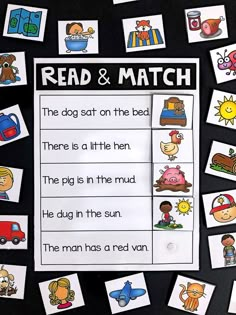 the read and match game is shown with pictures