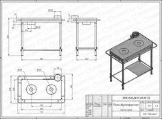 the technical drawing shows how to build a kitchen island with two sinks and one stovetop