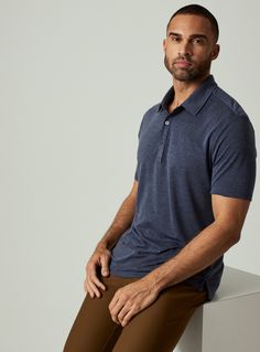 While our performance polos are ideal for functional movement, they are also stylish. The contrast edges add the signature 7DIAMONDS detail, while the fit will keep your comfort level optimal through out the day. Details Model is 6'1" and wears a size medium. Care: Machine wash cold, on delicate cycle, do not tumble dry, do not iron, dry flat, do not dry clean Composition: 76% Recycled Polyester | 17% Lyocell | 7% Spandex Navy Collared Moisture-wicking Polo Shirt, Navy Cotton Moisture-wicking Polo Shirt, Performance Wear, Polo Sweater, Custom Suit, Mens Polo Shirts, Sport Coat, Sports Shirts, Lifestyle Brands