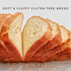 a loaf of soft and fluffy gluten - free bread is cut into slices